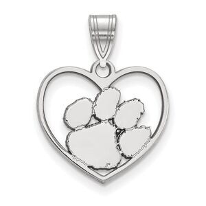 Sterling Silver Clemson U Heart Pendant